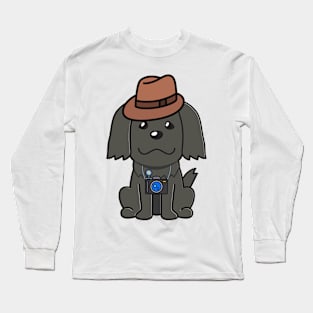 Funny black dog is holding a camera Long Sleeve T-Shirt